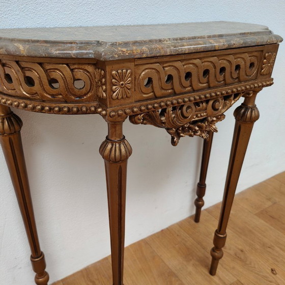 Image 1 of Console table wall console side table marble top and mirror