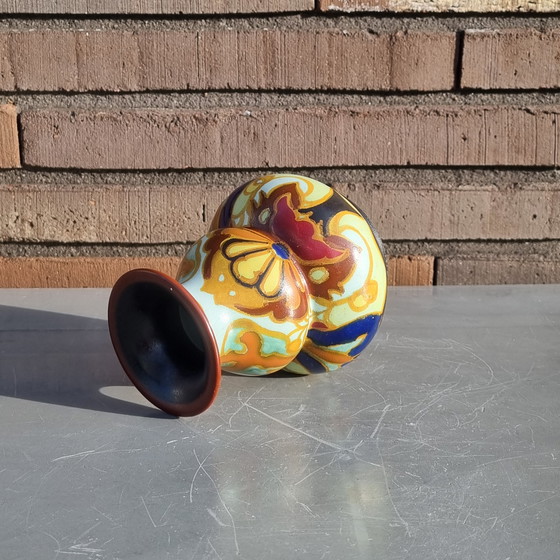 Image 1 of antico vaso in ceramica olandese, decoro Arnhem Creta, anni '20