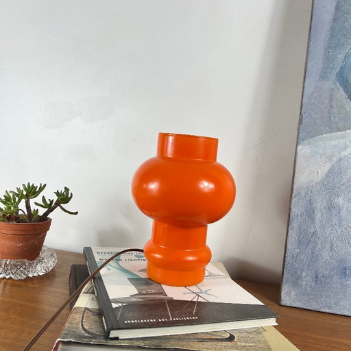 Lampada da Tavolo a Globo in Vetro Opalino Arancione