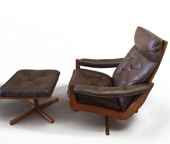 Image 1 of SöDa Galvano Lied Mobler Norway Fauteuil Lounge + Ottomane Vintage Teck
