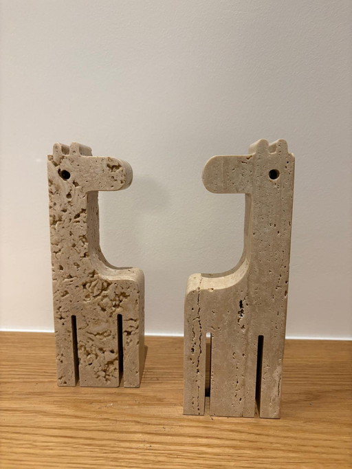 Coppia di giraffe in travertino, Fratelli Mannelli, Italia, anni '70