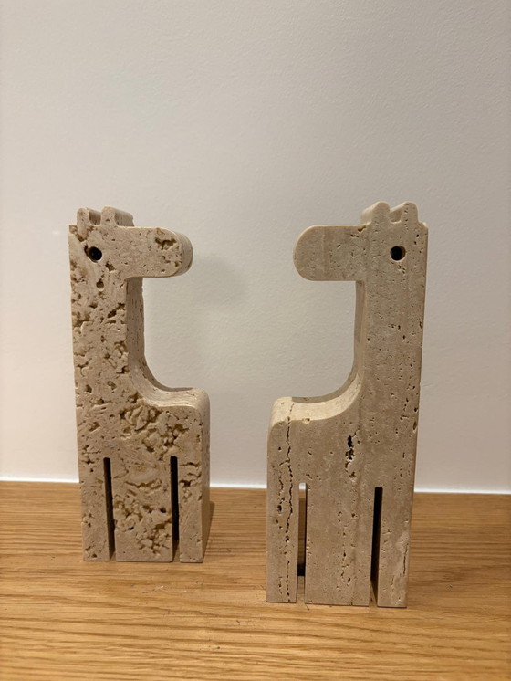 Image 1 of Coppia di giraffe in travertino, Fratelli Mannelli, Italia, anni '70