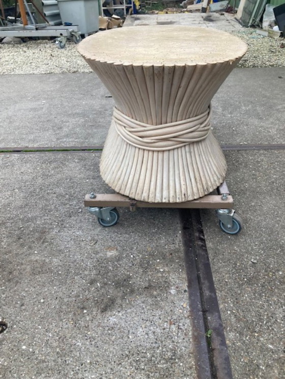 Image 1 of Table basse ovale Sheaf Of Wheat par McGuire, années 1970