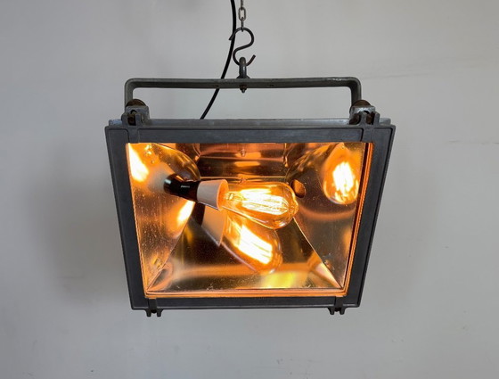 Image 1 of Faretto da teatro vintage grigio con copertura in vetro, anni '80