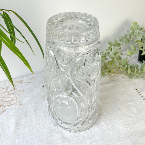 Vintage Chiseled Crystal Vase (photo 11 of 12)