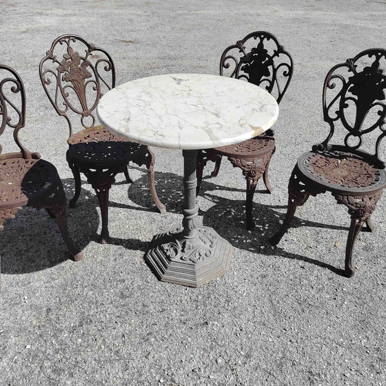 Garten-Set aus Gusseisen mit Stühlen und Tisch – Marmor, Klassiek (photo 7 of 20)