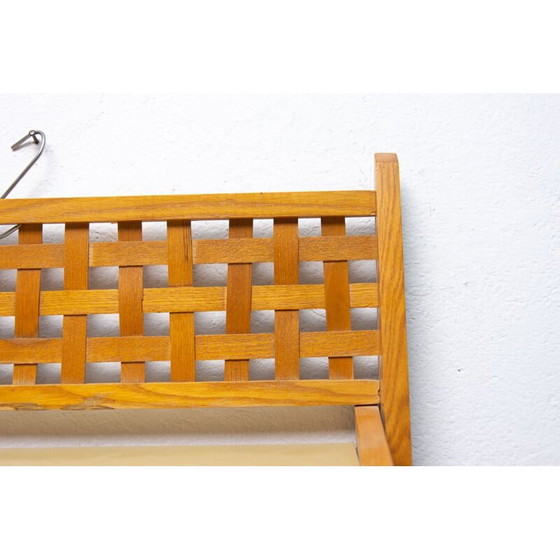 Image 1 of Vintage wall shelf in beech wood with integrated lamps by Uluv, Czechoslovakia 1960