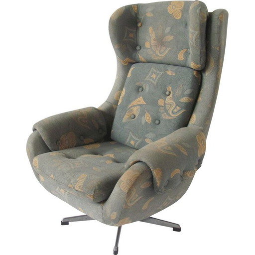 Poltrona vintage girevole grigia di UP Závody Rousínov, Cecoslovacchia anni '70