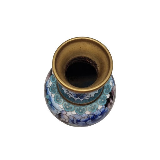Vintage blaue Cloisonné-Vase