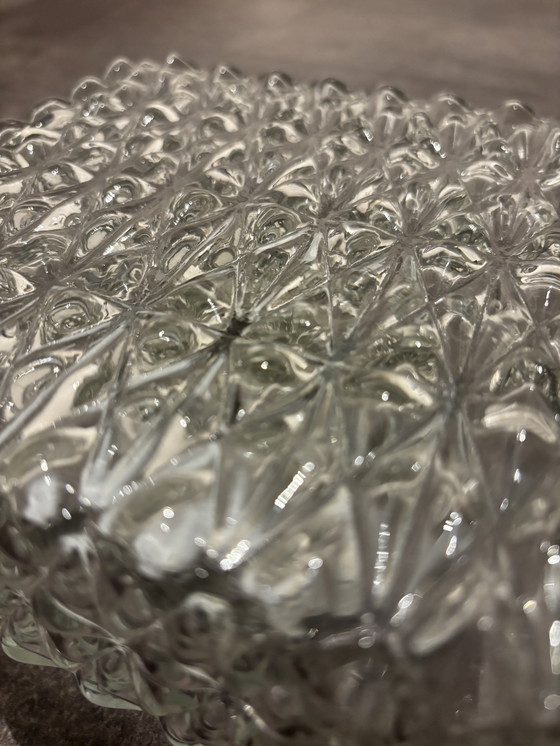 Image 1 of Vintage glazen plafondlamp vierkant / plaffoniere glas