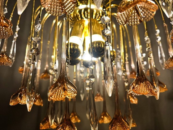 Image 1 of Vintage pink flower chandelier