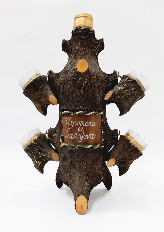 Image 1 of Set di brandy vintage con bottiglia e 4 tazze