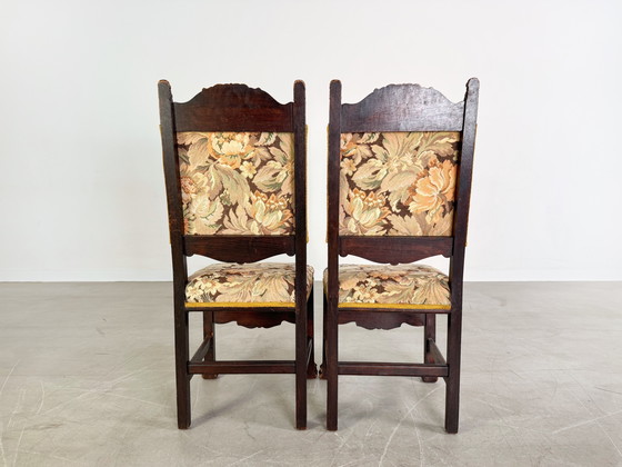 Image 1 of Original set de 2 chaises néo-baroques bois antique sculpture florale
