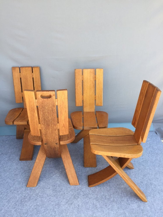 Image 1 of PIERRE CHAPO / SELTZ - 4 VINTAGE CHAIRS