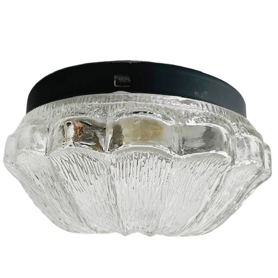 Image 1 of Mid-century Glashütte flower-shaped ceiling lamp glass glass ceiling lamp 1970's