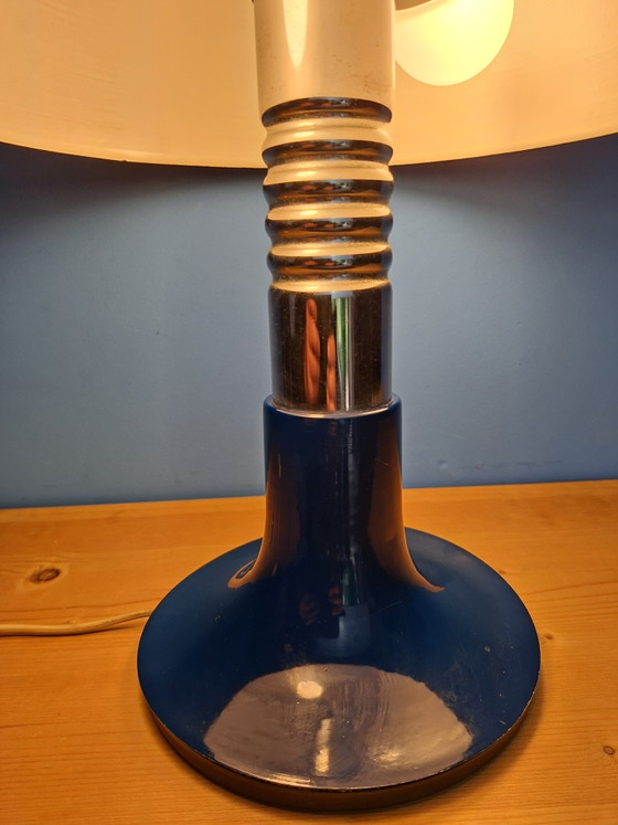 Image 1 of Large deep blue Spanish mushroom table lamp