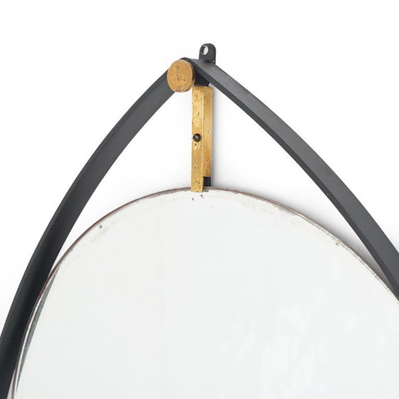 Image 1 of Spiegel met metalen en messing frame, jaren 50