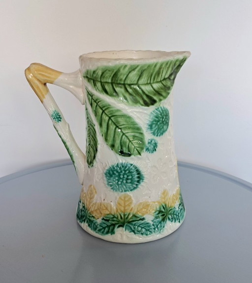 Salins Les Bains Krug – Majolika Barbotine – 1960er Jahre – Kastanie