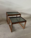 Wengé bijzettafels met rookglas