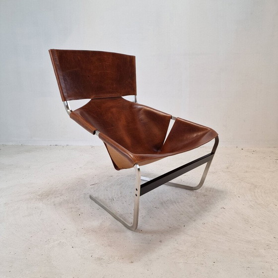 Image 1 of Paire de fauteuils vintage modèle F444 en chrome et cuir par Pierre Paulin pour Artifort, Pays-Bas 1960