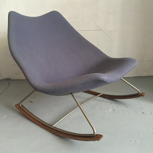 Fauteuil à bascule "F595" en tissu bleu et acier par Geoffrey HARCOURT pour Artifort - années 1960