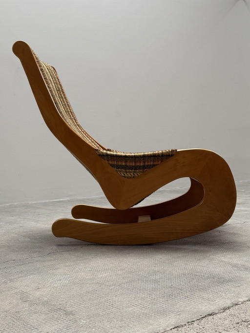 SEDIA A DONDOLO CASALA XL IN LANA BOUCLÉ ​​DI FAGGIO ANNI '60