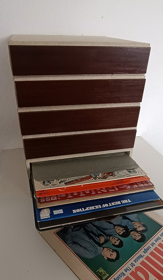 Image 1 of Sistema di archiviazione per dischi in vinile vintage con frontali in teak.