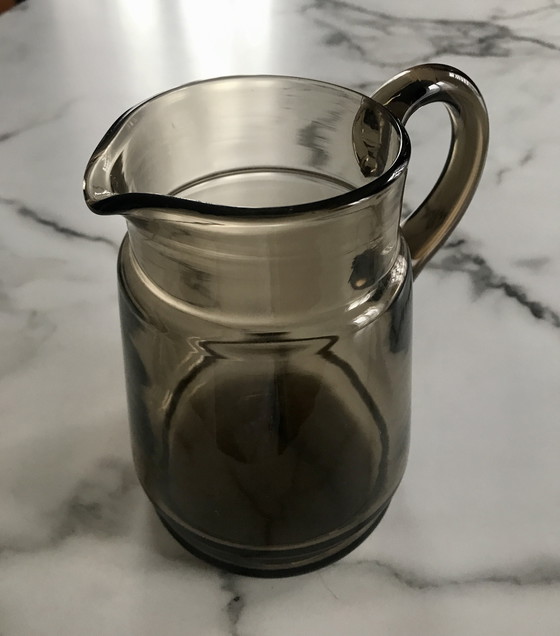 Image 1 of Vintage kan van gerookt glas uit de jaren 70