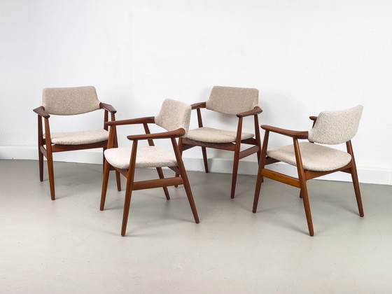 Image 1 of Set van 4 Teak en Bouclé Gm-11 fauteuils van Svend Aage Eriksen voor Glostrup, 1960S