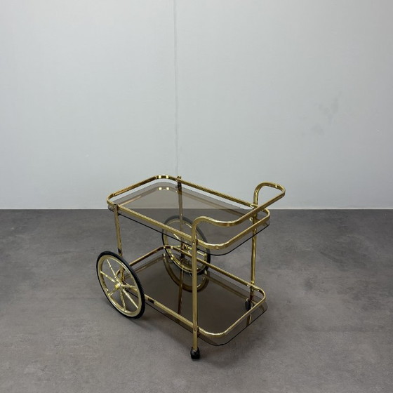 Image 1 of Carrello da portata in ottone di metà secolo, anni '70, Germania