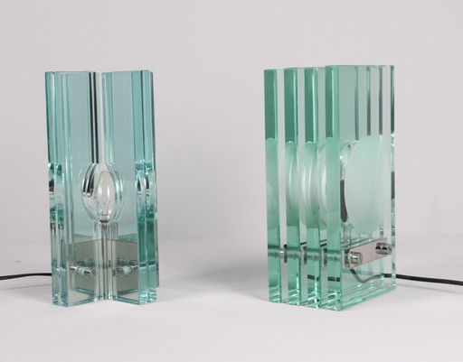 Set van 2 tafellampen/glasobjecten van Giorgio Reggiori voor Gallotti & Radice, jaren 1960, Italië