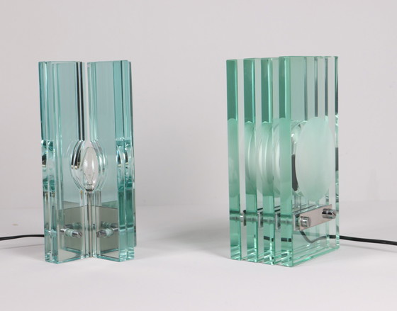 Image 1 of Set of 2 table lamps/glass objects by Giorgio Reggiori for Gallotti & Radice, 1960s, Italy