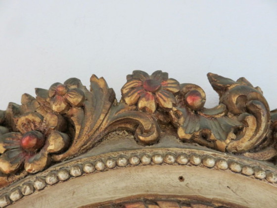 Grand Miroir Mural, Rond, Baroque, 1970, Motifs Floraux – Polyester (photo 9 of 17)