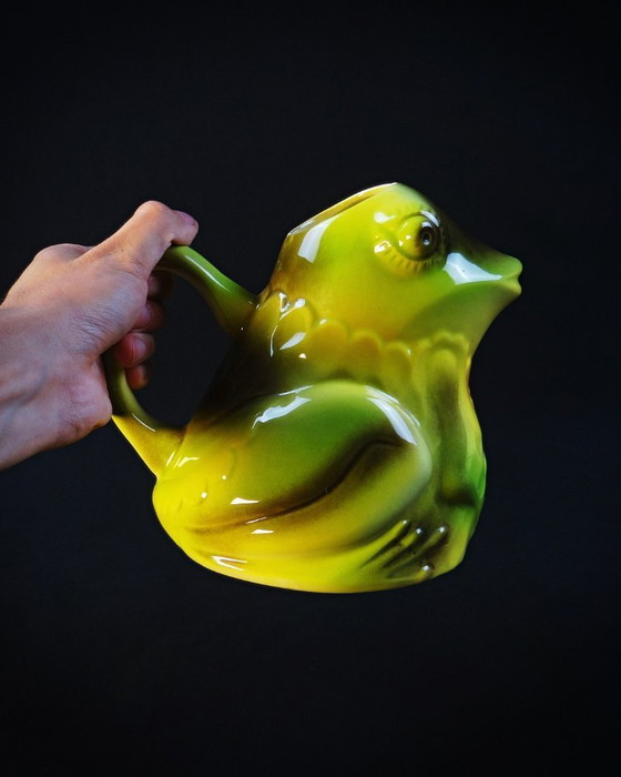 Image 1 of Brocca a rana in barbotine policrome firmata Salins Vintage anni '60