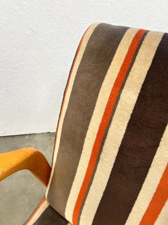 Image 1 of Vintage Fauteuil, Duitsland 1970's, Gestreepte Bekleding