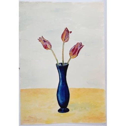 Vintage aquarel schilderij 50 x 35 cm