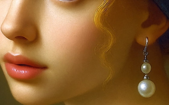 Image 1 of Framed Canvas Print "Girl with a Pearl Earring" by Johannes Vermeer / Wall Art (60 x 60 cm)