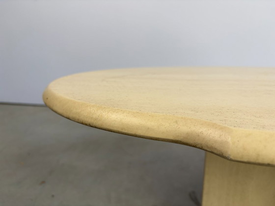 Vintage oval travertine coffee table, 1980s (photo 2 of 9)
