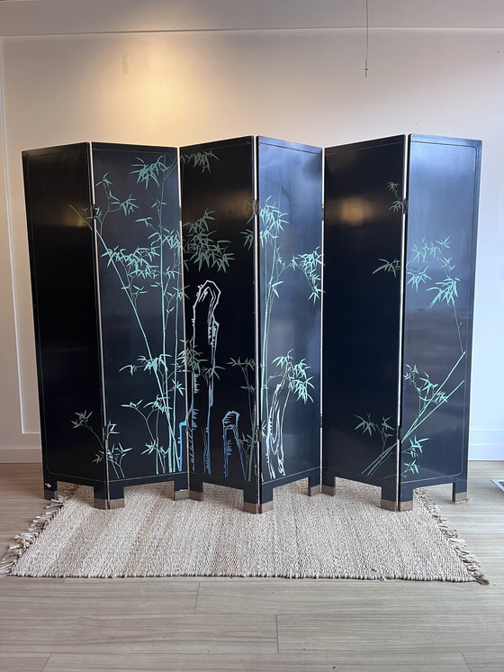 Image 1 of Paravent japonais-chinois ancien peint à la main