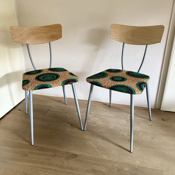 Image 1 of 3x stoelen vintage reconditionné wax africain