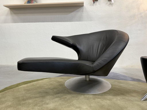 Leolux Parabolica Poltrona girevole Pelle Senso Nero