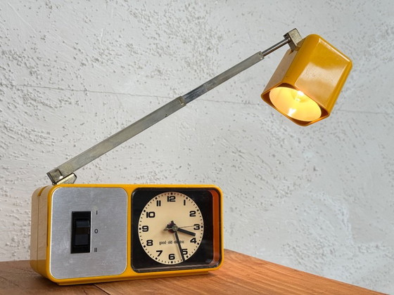 Image 1 of Vintage Space Age Alarm Clock with Lamp from the 1970s