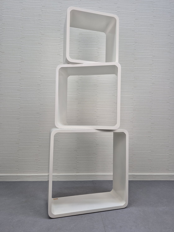 Image 1 of Cube/cube blanc, meuble modulaire vintage de l'ère spatiale.