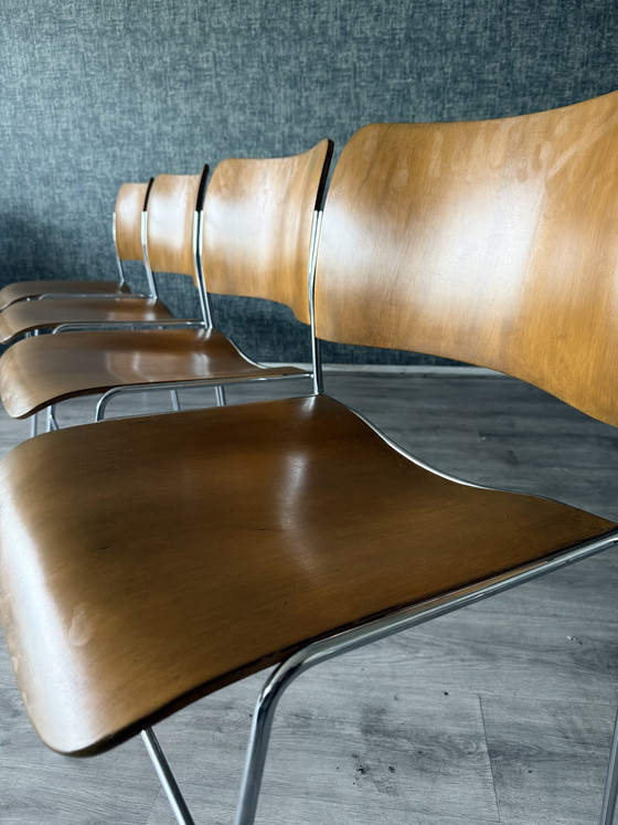 Image 1 of Set aus 4 HOWE 40/4 Stühlen – David Rowland – Bugholz und Stahl