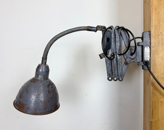 Image 1 of Grey Industrial Scissor Wall Lamp from Elektroinstala, 1960s