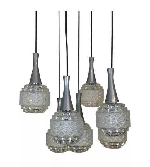 60's 70's Plafonnier Lampe à cascade en verre Space Age Design 70's