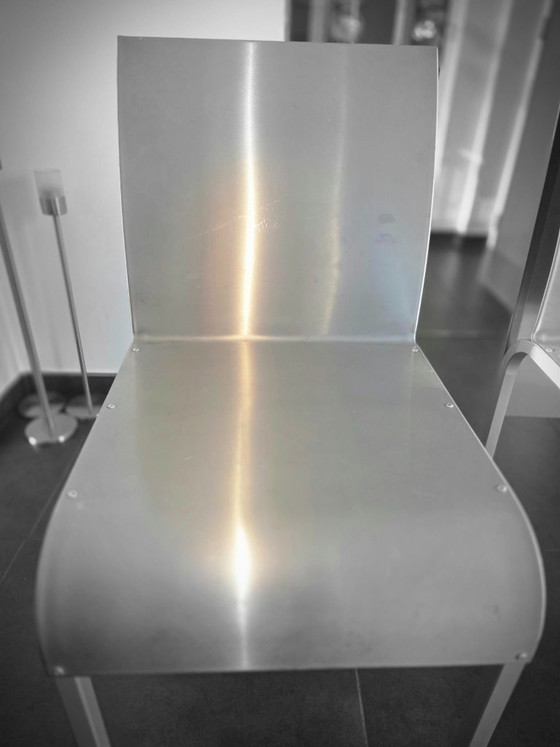 Quattro Sedie da pranzo in acciaio inossidabile spazzolato, Molteni&C, Metallo, Altro, Argentato, Modern (foto 2 di 5)