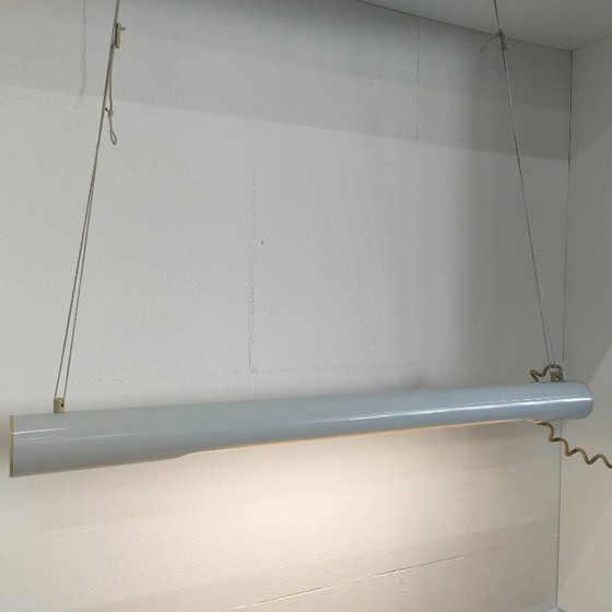 Image 1 of Vintage grijze 'fluorencent tube lamp' jaren 70/80. 