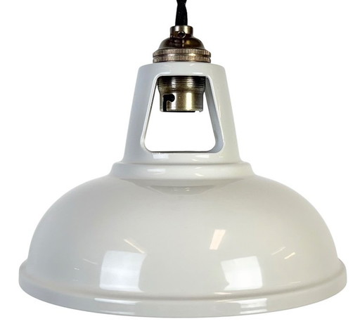 Lampada da soffitto vintage industriale dipinta di beige, anni 2000
