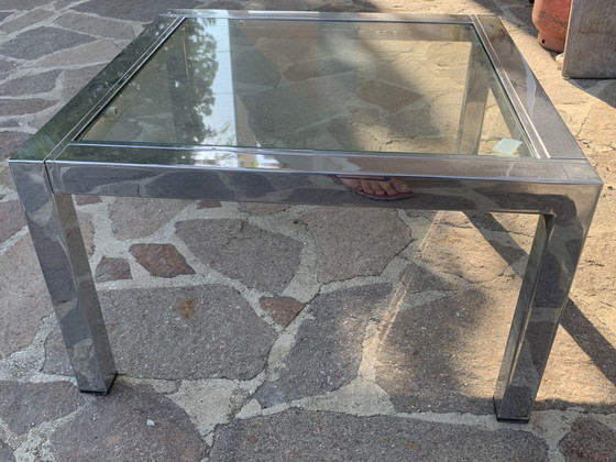Pair of 1970s Polished Chrome and Glass Coffee Tables - Minimalist Design – Metal (photo 12 of 13)